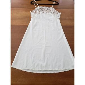 Vtg Matej By Odette Barsa Slip Dress Nightie Lingerie White Lace M? L?‎